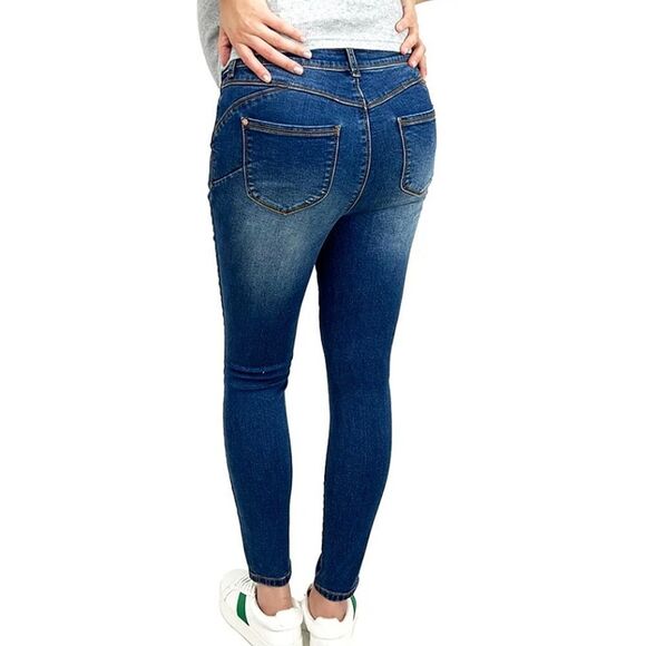 Indigo Poppy Maternity Butt Lifter Skinny with Side Elastics Jeans Sz Small 4-6 - Picture 2 of 11